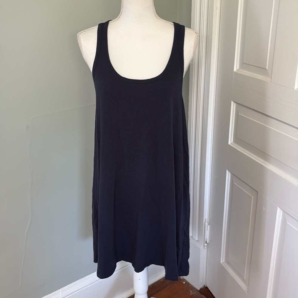 SOLD J crew Navy Blue racer back Swing dress Knee Length Size Small